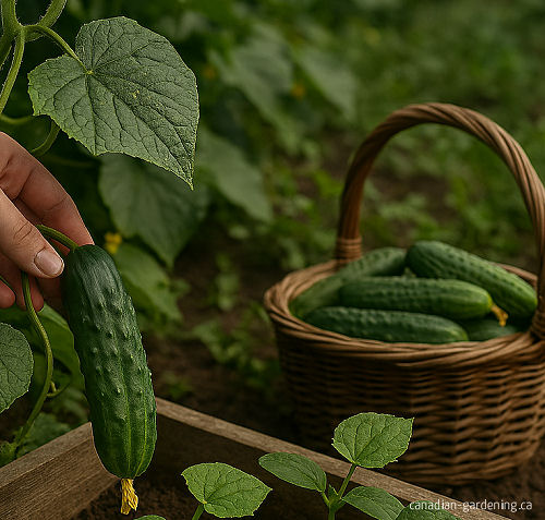 Fresh cucumbers ready for harvest