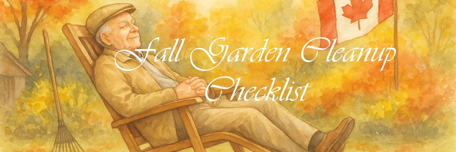 banner, fall garden cleanup checklist for Canadians