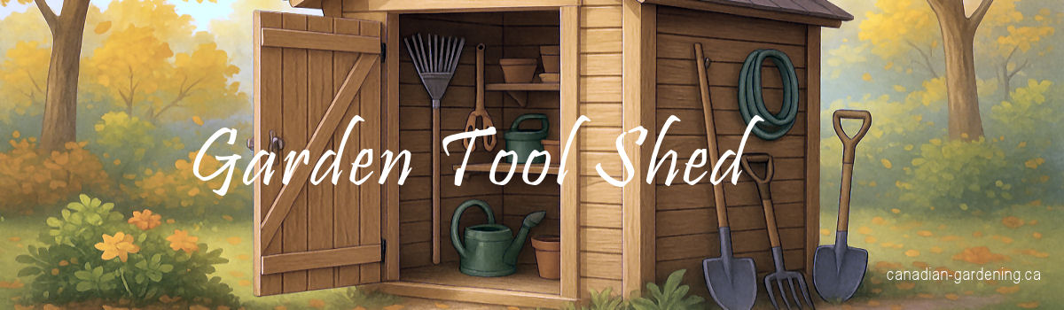 Garden tools in a tidy shed